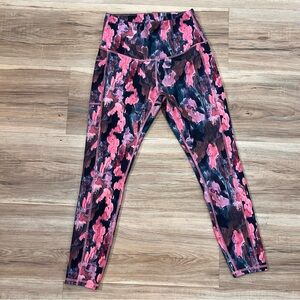LEGEND Pink and black floral leggings Size M